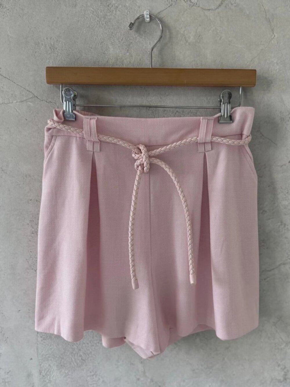 Women’s Calypso St Barth Pastel Pink Shorts with Braided Rope Belt Sz 8 / EU 38